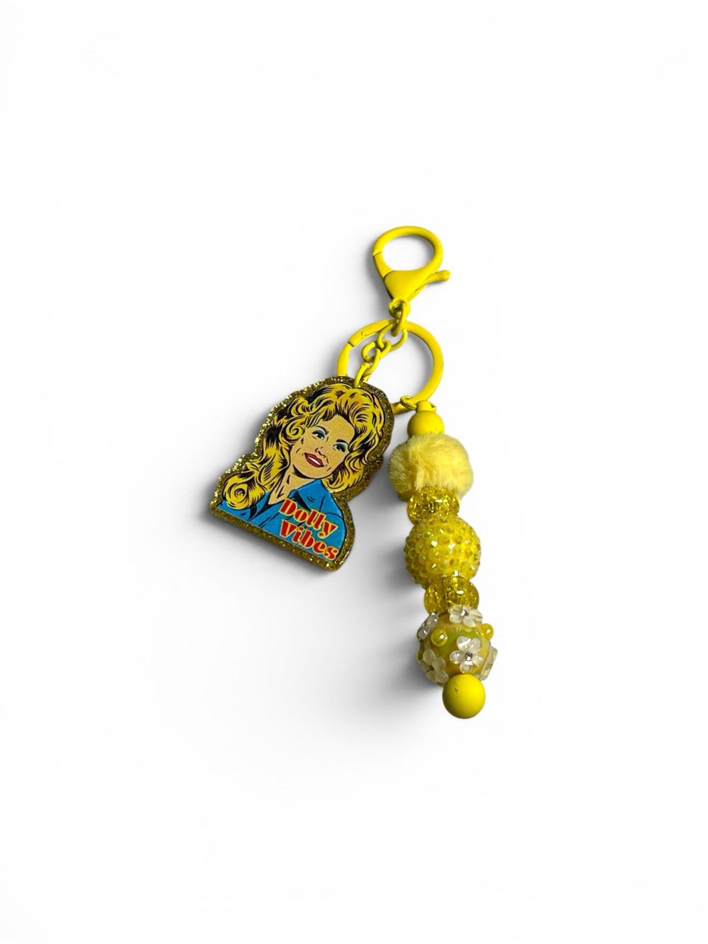Dolly Vibes Yellow Beaded Keychain Charm